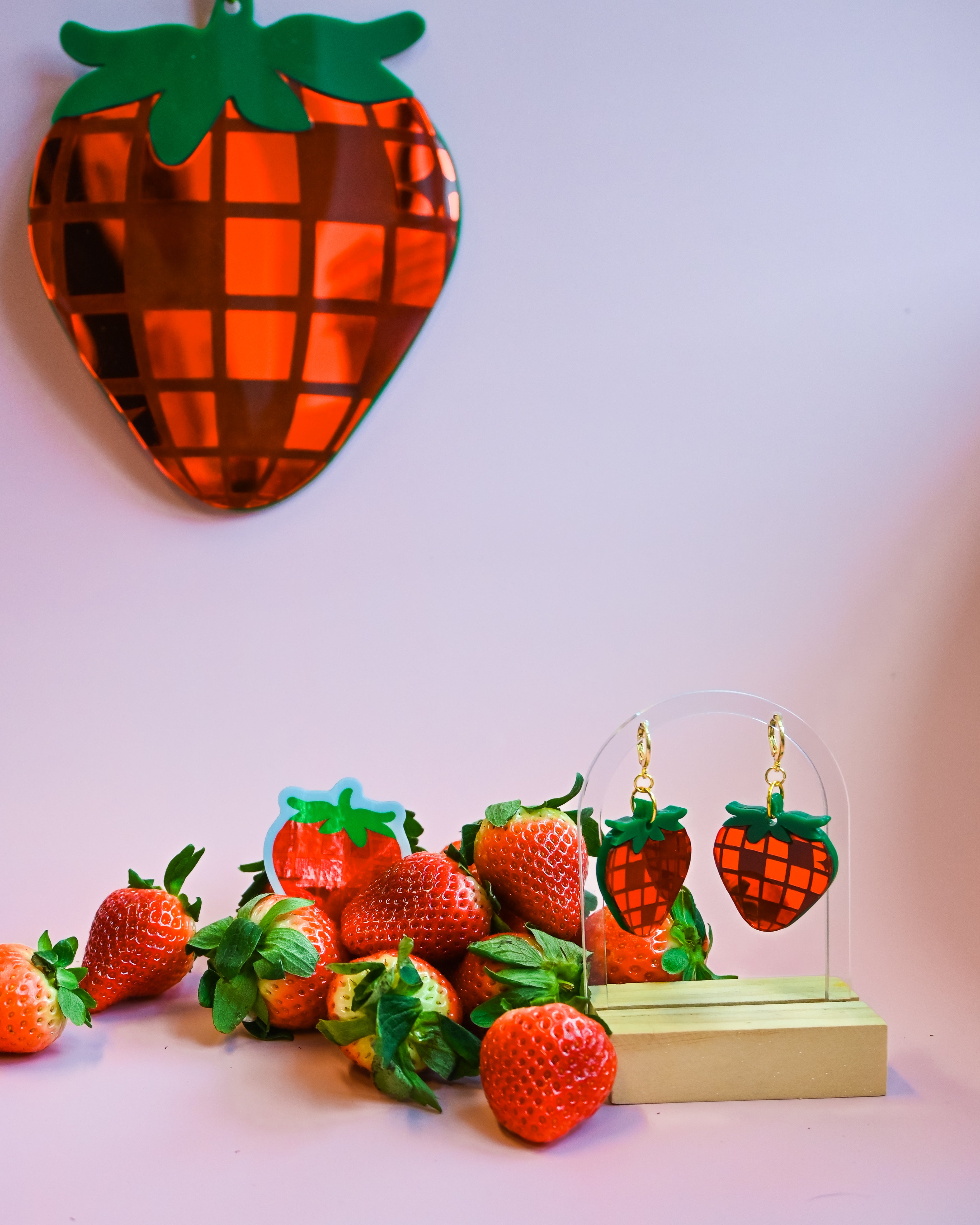 Disco Strawberry Earrings