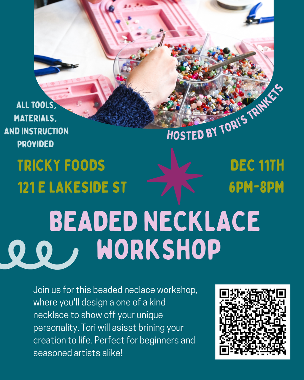 Beaded Necklace Workshop @ Tricky Foods 12/11/26